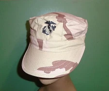US Marine Corps USMC EGA Desert DCU 3 Color Camo 8 Point Cover Hat Cap All Sizes