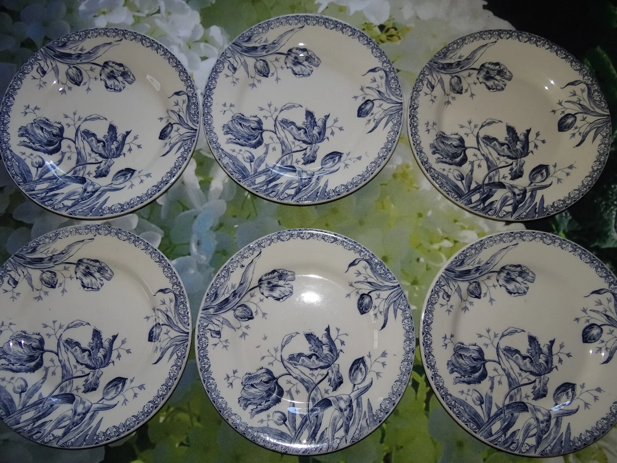 Assiette à dessert en porcelaine opaque de Gien, modèle Fontana – Brocante La Vitrine