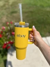 eBay Official Branded Tumbler Stanley Dupe Stainless Steel Yellow 40 Oz NEW