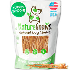 Nature Gnaws USA Turkey Tendons for Dogs - Premium Natural Chew Treats 4oz bag