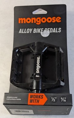 MONGOOSE Bike Pedals for Adult Mountain Bikes, 1/2 and 9/16 Adapters Included