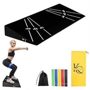 KaraCore Squat Wedge 15°-40° Slant Board w/ 5 Resistance Bands - Extra-Wide, NEW