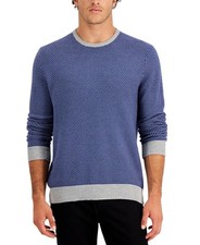 Club Room Men's Elevated Tonal Textured Sweater in Navy-Size Medium