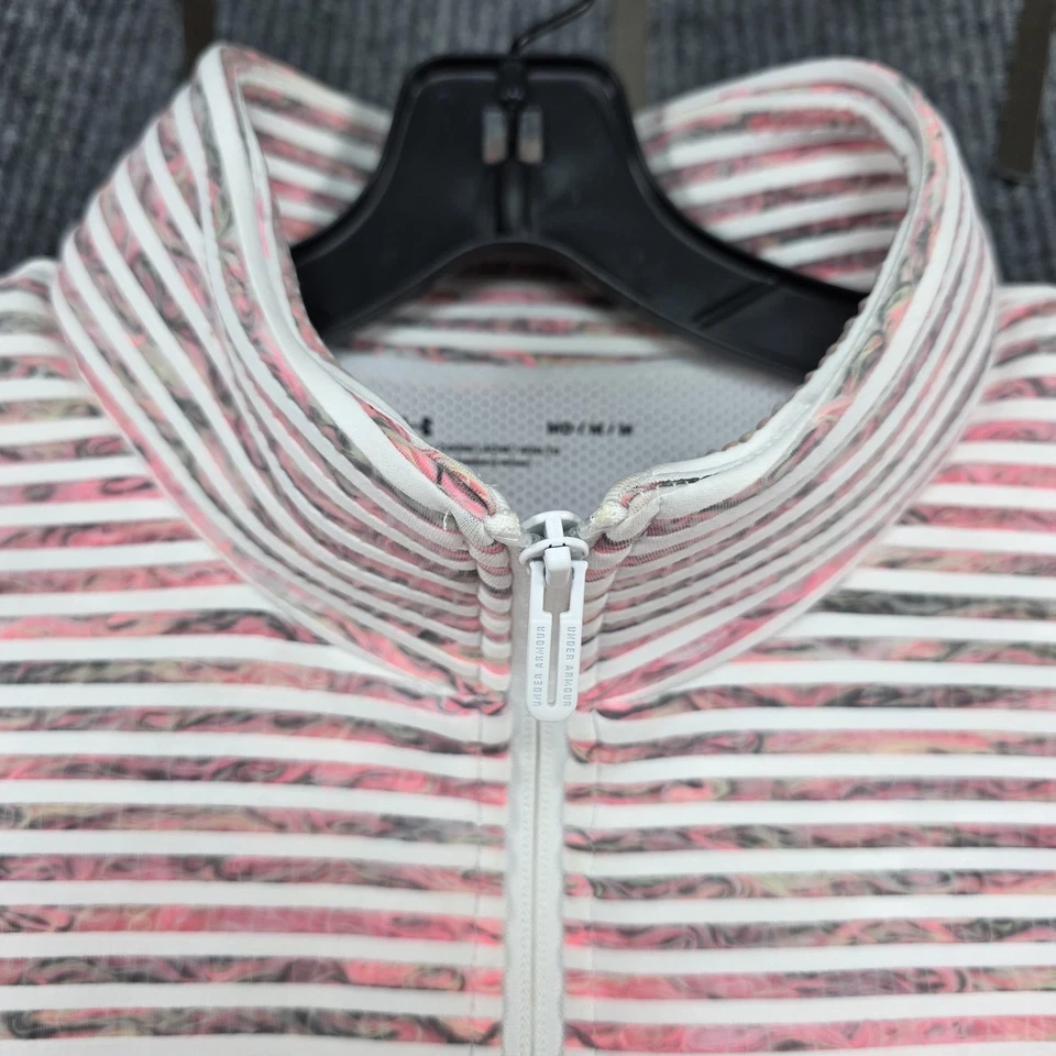 Under Armour куртка женщин средний белый розовый в полоску полный молнии сетки с подкладкой 1366001 - Изображение 4 из 4