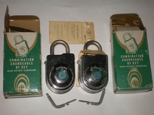 (2) Vtg Sargent & Greenleaf Inc. Model 8077 Key Changing Combo Padlocks 1970 USA