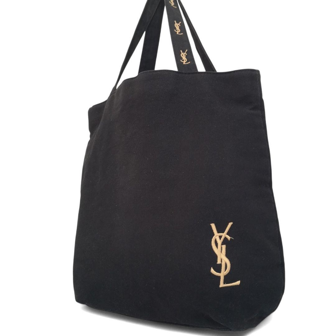 Borsa tote Yves Saint Laurent taglia A4 in tela logo oro nera