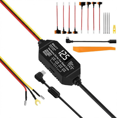 USB-C Hardwire Kit for Dash Cam with Acc Detection, 4-Level Adjustable Low Volta