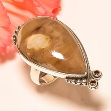 Peanut Wood Jasper Smokey 925 Sterling Silver Ring s.6 F2623
