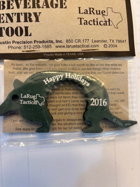 Larue Tactical Beverage Entry Tool Dillo Christmas 2016 Happy Holidays(sealed)