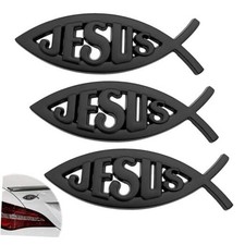 3 Pcs 3D Metal Jesus Christian Fish Decal Stickers, Self-Adhesive Scratch