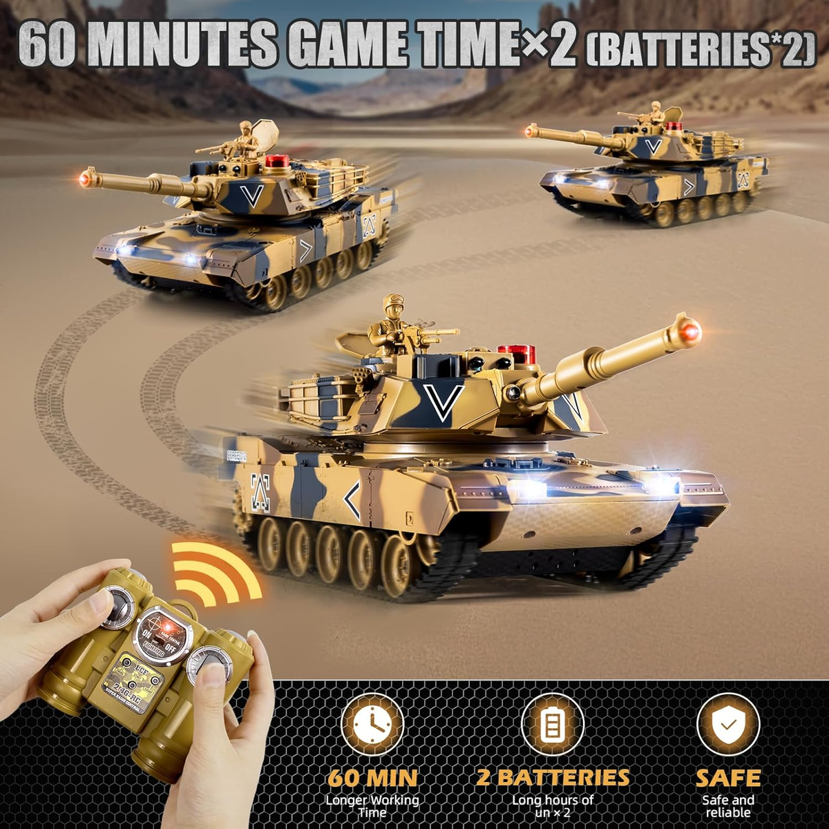 Supdex 1/24 RC Tank, Remote Control US M1A2 Abrams Army Model Tank