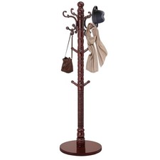 Wood Coat Rack Stand, Vintage Wooden Coat Rack Freestanding with Sturdy Round...
