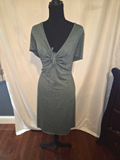 Walmart Women’s Plus 3XL Gray Solid V-Neck Short Sleeve Tie T-Shirt Knee Dress