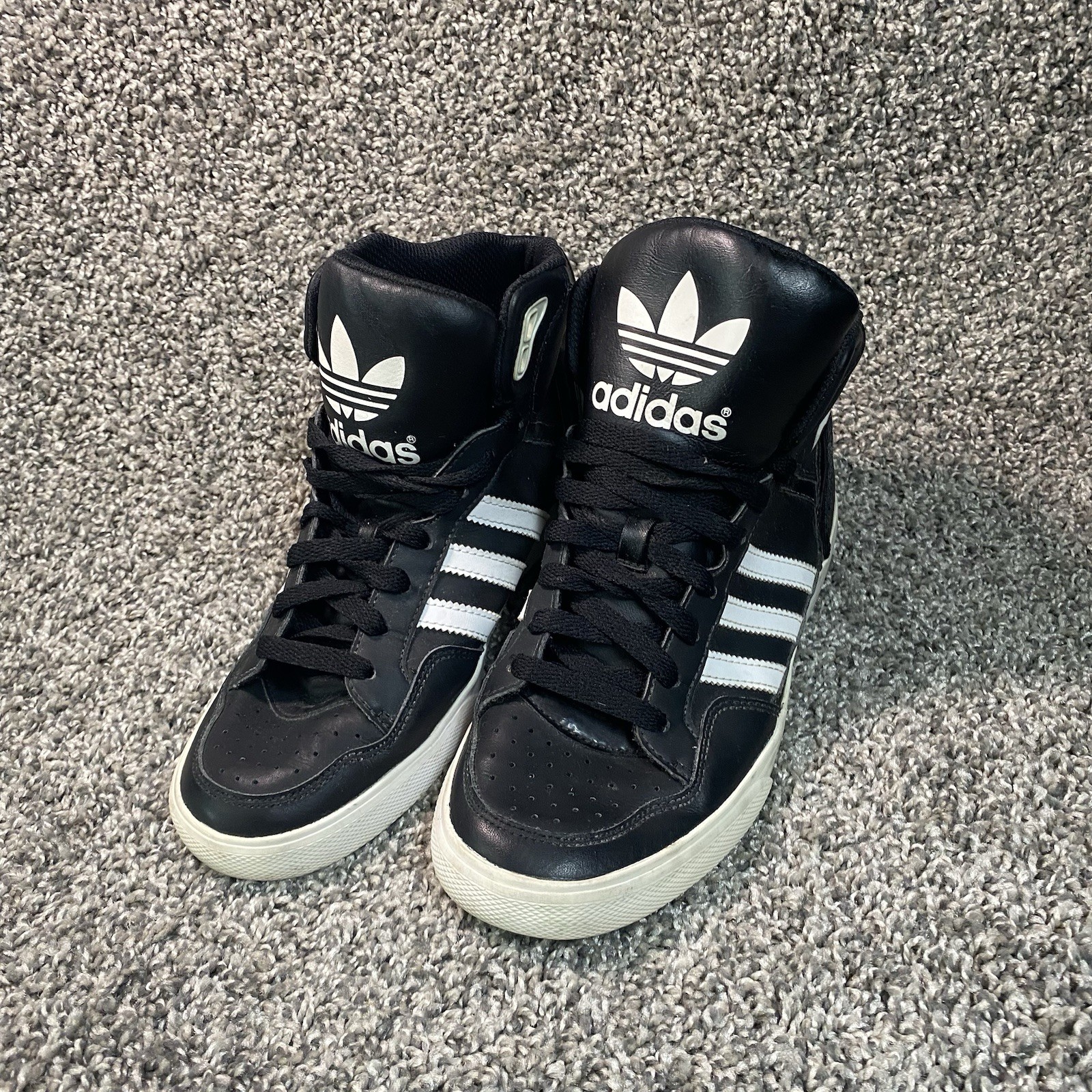 Adidas Originals B&W Iconic Serrated Three-Stripe Logo High-Top Sneaker