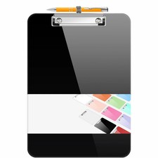Low Profile Clipboard, Letter Size With Pen Storage, Lightweight, Black