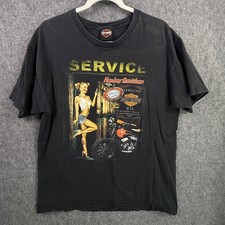 Harley-Davidson T-Shirt Men's Black Large Cotton Graphic Print