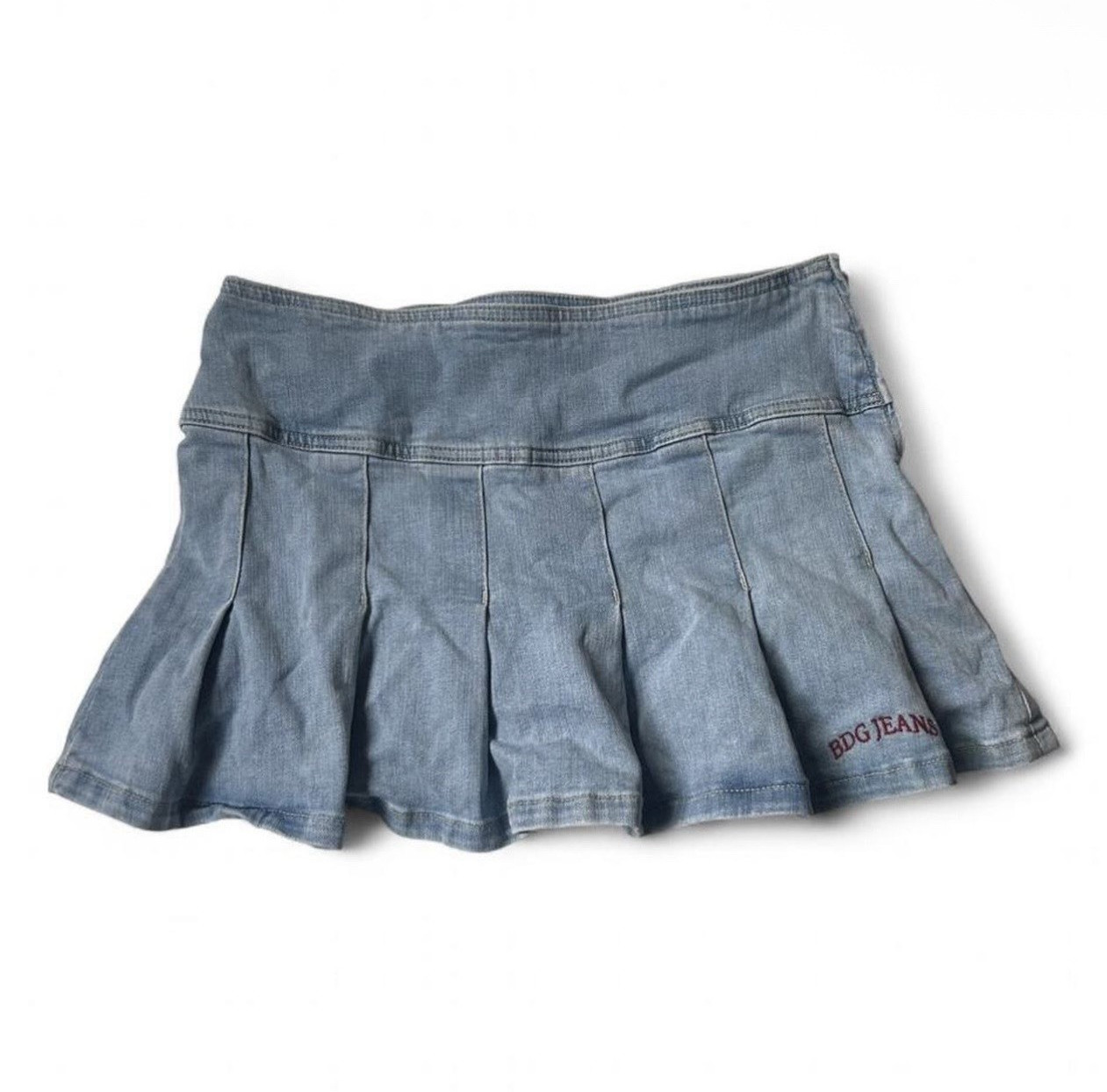 BDG Urban Outfitters Blue Denim Pleated Mini Skirt Women's L Zip Closure