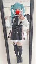 Hatsune Miku Cosplay Costume with Wig Skirt Shirt Ribbon Neckbelt Used Japan