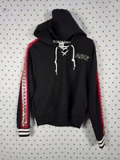 Victoria's Secret PINK Sequin Rose Hoodie Black Gold Stripe Pullover XS