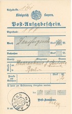 K&ouml;nigreich Bayern Post-Aufgabeschein Aufsess 1902