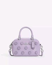 Coach Satchel Crossbody Bag With Floral Applique