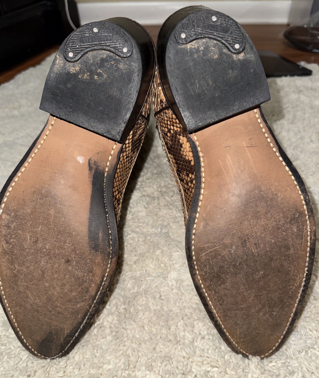 Laredo Brown Python Snakeskin Leather Western Cow… - image 10