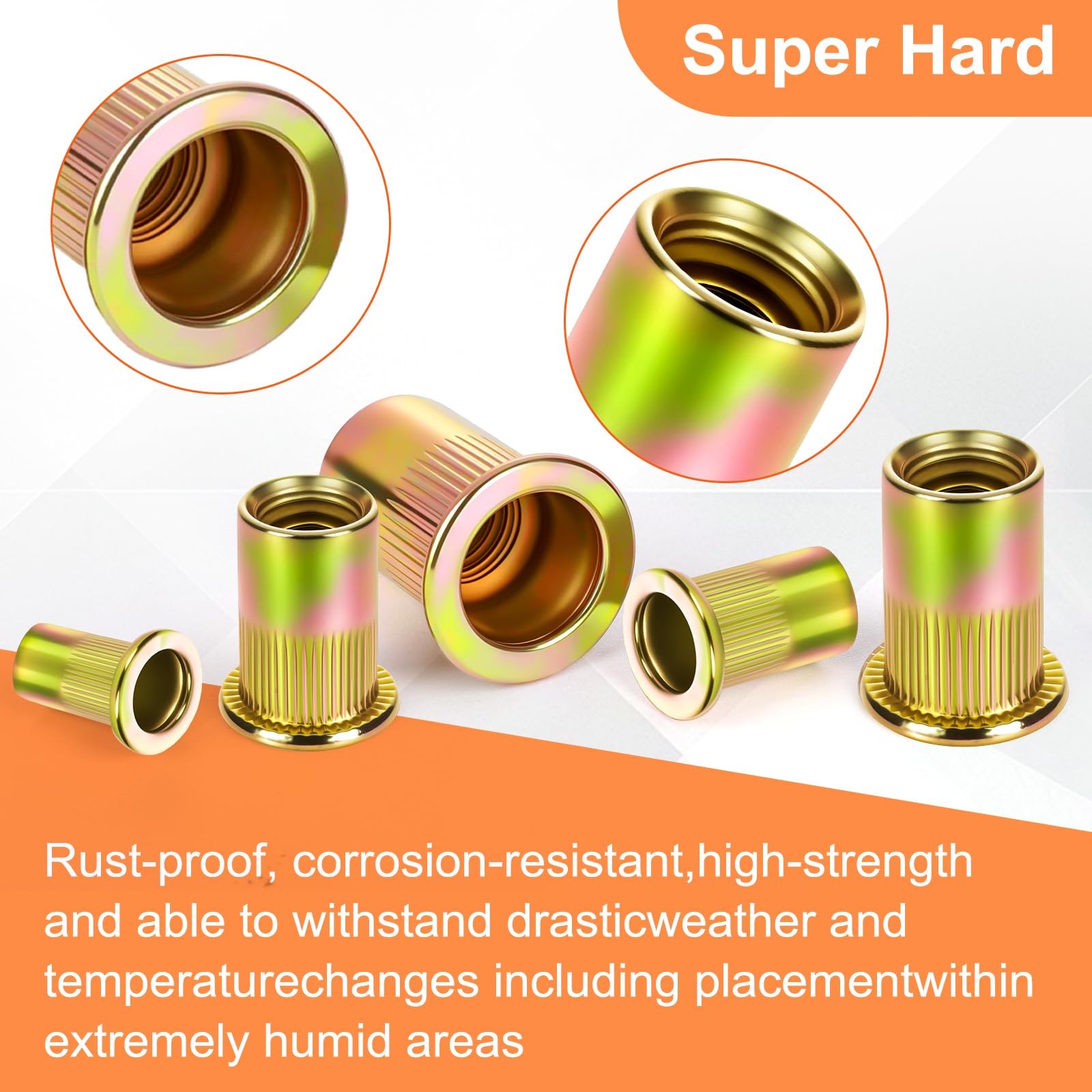 105 Metric Rivet Nut Kit Steel SAE M3 M4 M5 M6 M8 and Flat Head Rivnut ...