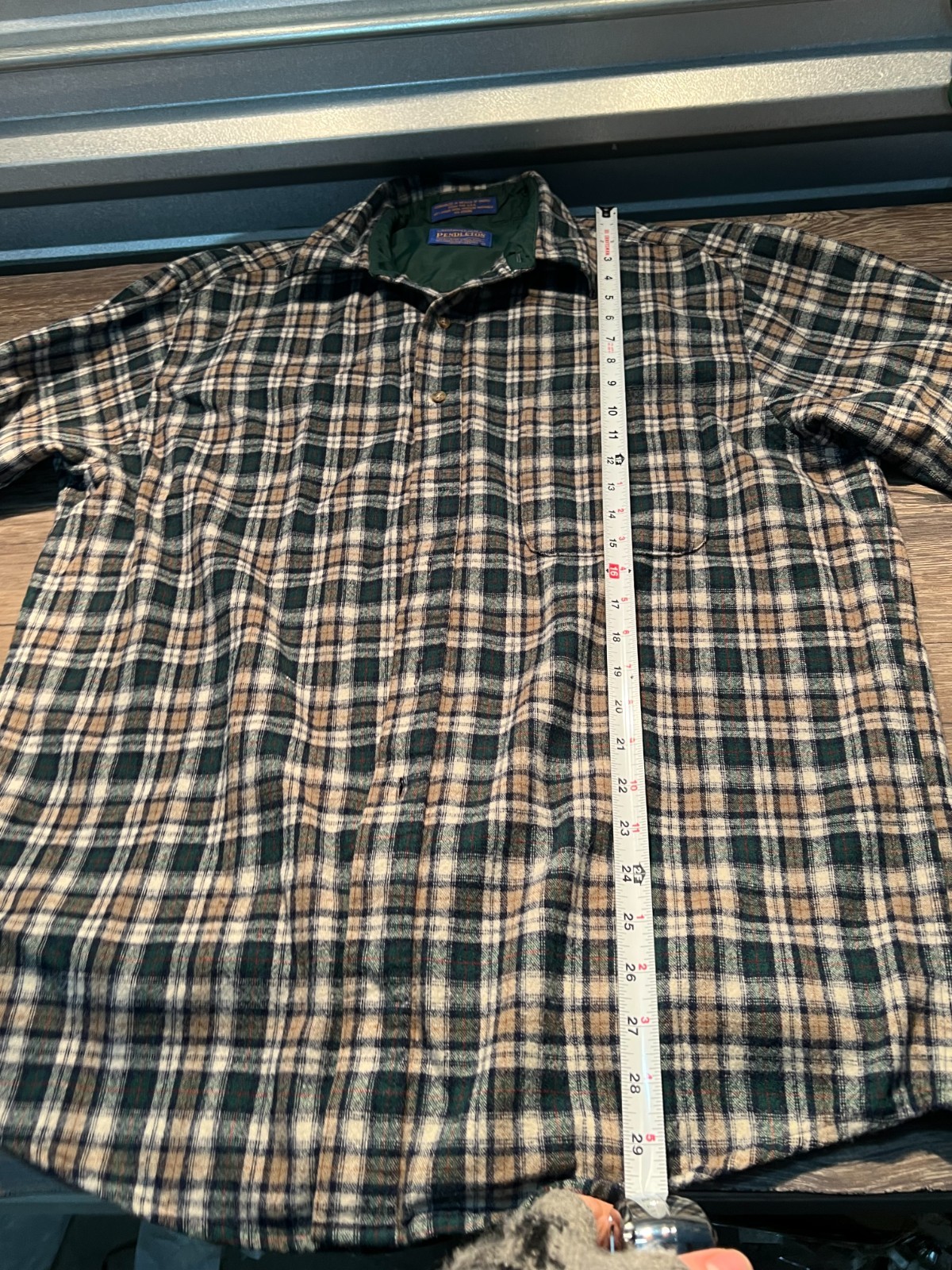 Pendleton Shirt Jacket Men Large Green Beige Wool… - image 5