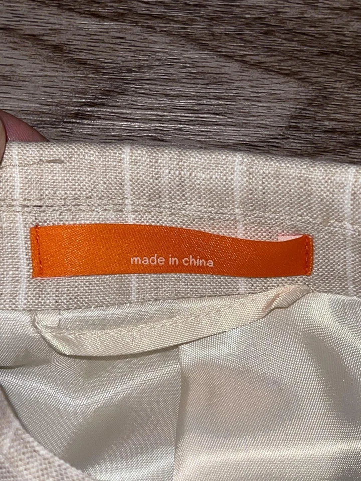 Traje Tallia Para Hombres 42R Beige Rayas 100% Lino Dos Piezas Blazer Chaqueta Pantalones Foto 2 de 4