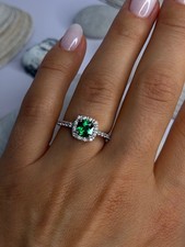 925 Sterling Silver Emerald  Beryl Ring Size 7