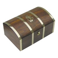 Schatztruhe Schatulle Aus Holz/Messing 22 X 14 Cm Sea-Club