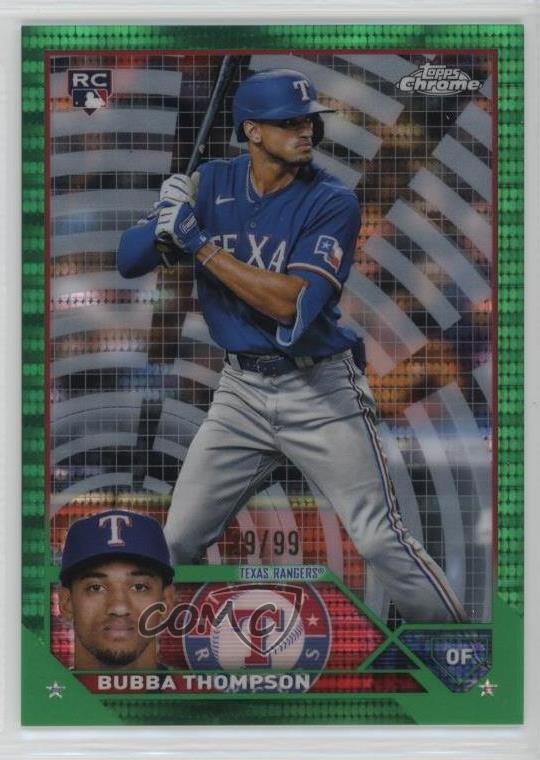 2023 Topps Chrome Green Sonar Refractor /99 Bubba Thompson #58 Rookie RC nd3