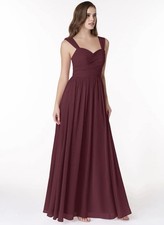Azazie Zapheira Cabernet A-Line Ruched Chiffon Dress A10