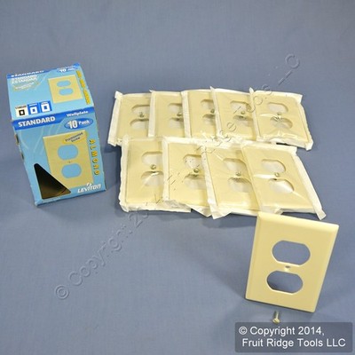 Leviton 82003 Almond 1-Gang Plastic Standard Duplex Outlet Wallplate Cover 10pcs