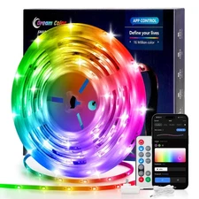 LED Lights for Bedroom 16.4ft, Smart RGB+IC LED Strip Lights with App/Remote ...