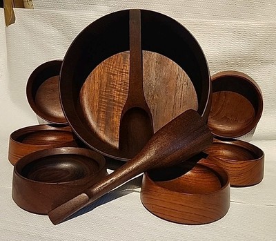 Teak Bowl Dansk Salad Bowl Set VTG MCM Dansk Staved Teak Wood Pc