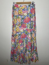 Matilda Jane Day Dreaming Maxi Skirt Blue Pink Floral Waist-Tie Size Small