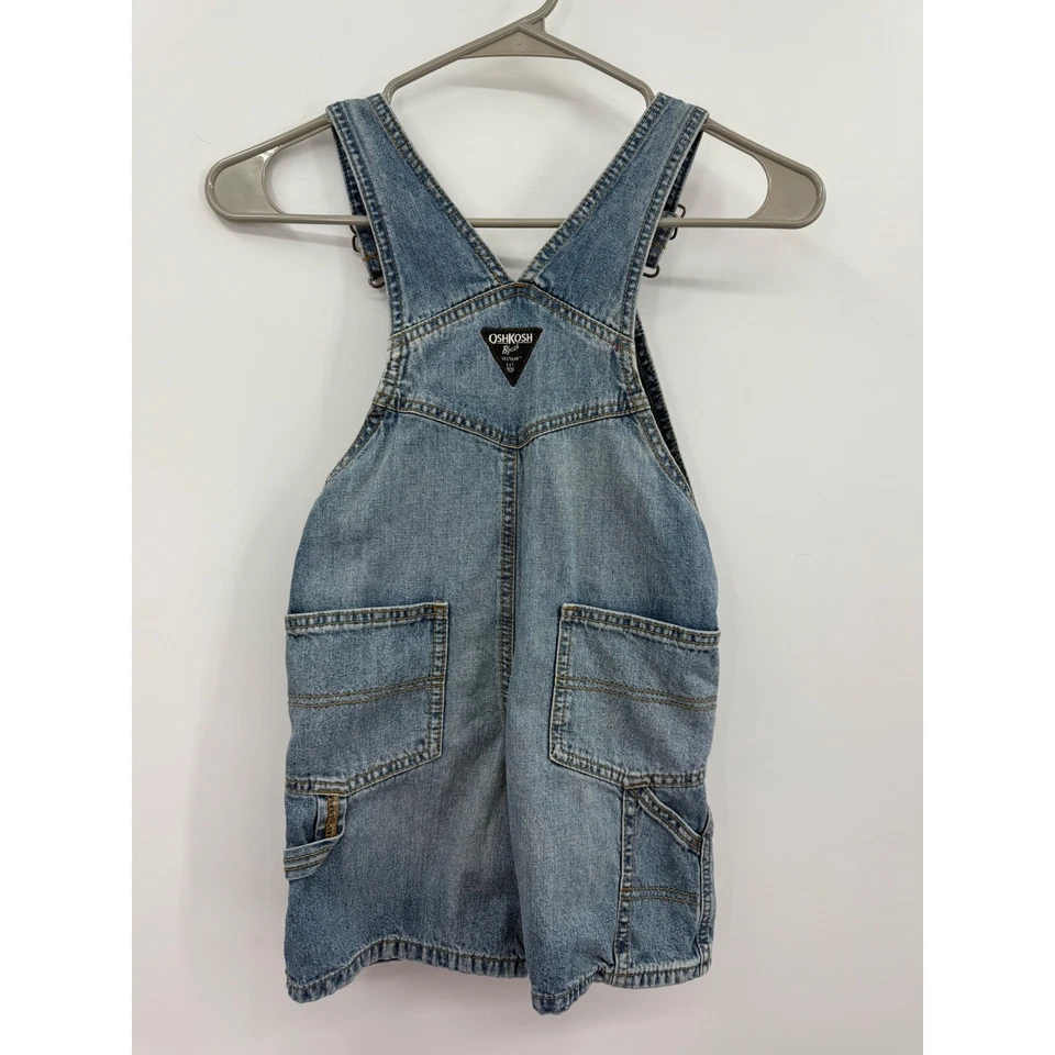 Vintage OshKosh Bgosh Denim Overalls Kids 5T Blue Vestbak Jean Romper Shorts - Image 2 of 4