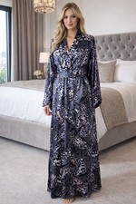 New+Tags DAVID NIEPER Size 2XL 22 24 Silky Butterfly Long Dressing Gown Kaftan
