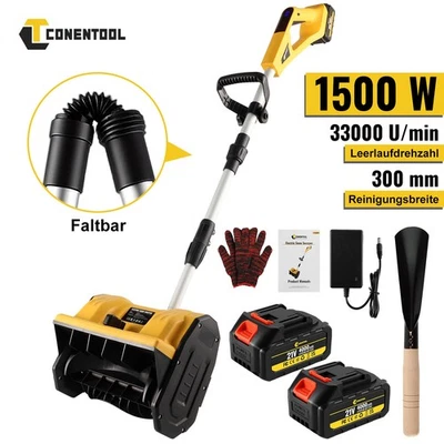 CONENTOOL 1500W Akku Schneefräse Schneeschaufel Schneeschieber 21V mit 2xAkku+Ladegerät DE