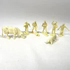 Marx Farm Hand Figures with Cow and Pig In Cream Vintage 1960's