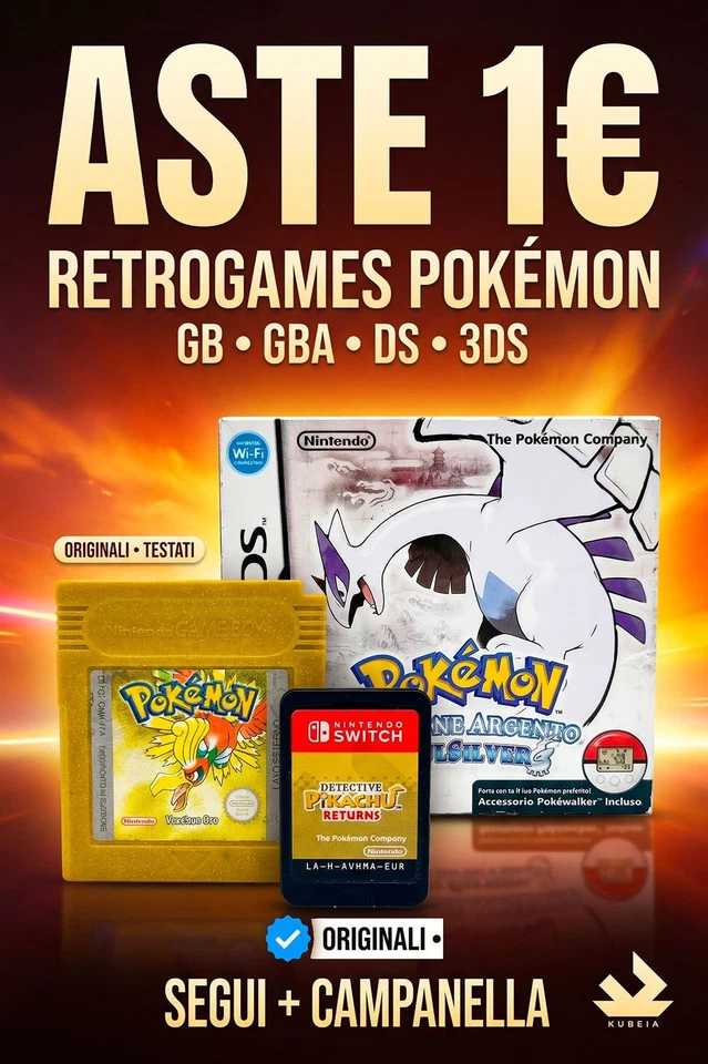Aste da 1€ Pokémon Retro: GB, GBA, DS, 3DS | Originali & Testati