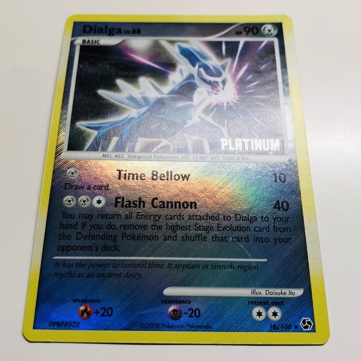 Pokemon 2008 Dialga 16/106 Platinum Stamped Burger King Reverse