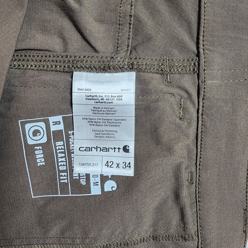 Carhartt Force Relaxed Fit RipStop 5 Pocket Work Pant Brown BN4750-M 42 x 34 NWT - Picture 11 of 16