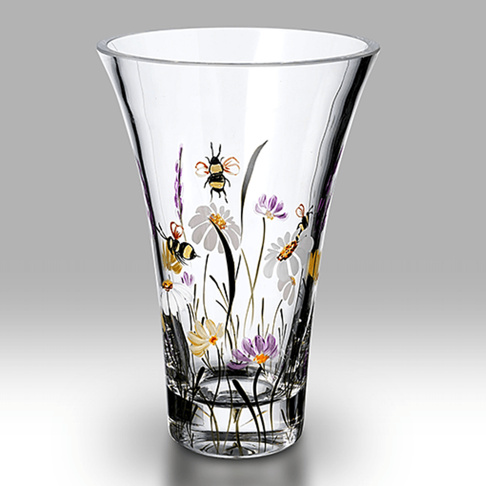 Nobile Glassware Bees & Blooms Handcrafted Flared Glass Vase 19cm BNIB 2188-21