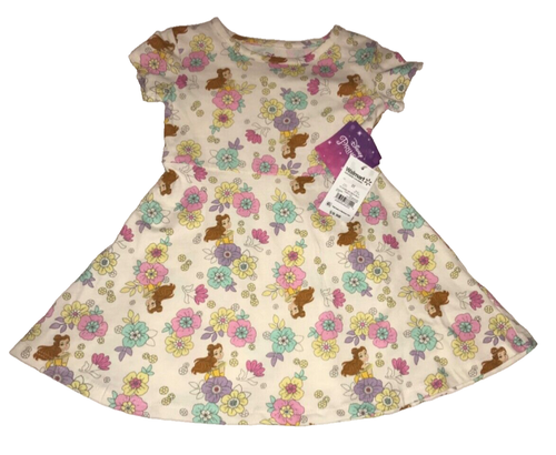 DISNEY PRINCESS TODDLER GIRL 2T BELLE PRINT SS SKATER DRESS SOFT COTT POLY NWT