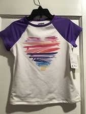NWT - LANDS END Girls SWIM RASH GUARD SHIRT - Size XS 4/5 - pool beach