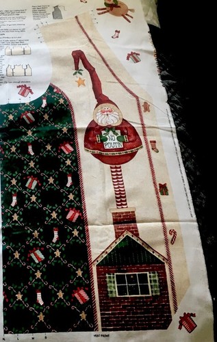1998 DAISY KINGDOM HO HO HO VEST Uncut Fabric Panel 60 X 36 - Christmas Project - Picture 7 of 12