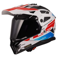 Casco Enduro Dual Road LS2 MX702 PIONEER II Namib Bianco Lucido Blu Rosso