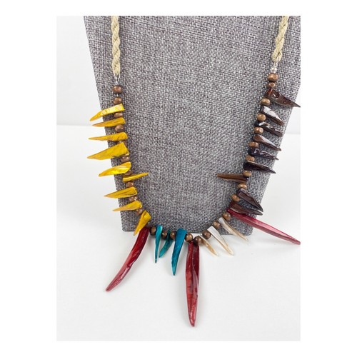 Halskette Statement Lang Perlen Spike Mehrfarbig Y2K Lang Twist Stoff Strang - Bild 2 von 5
